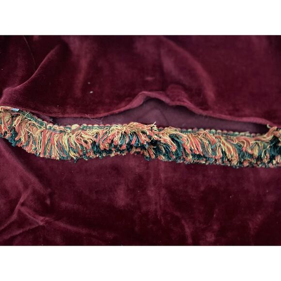 Deco Hollywood Regency Pillow Cover Velvet Fringe 20x20 Burgundy Green Tan - Picture 2 of 4